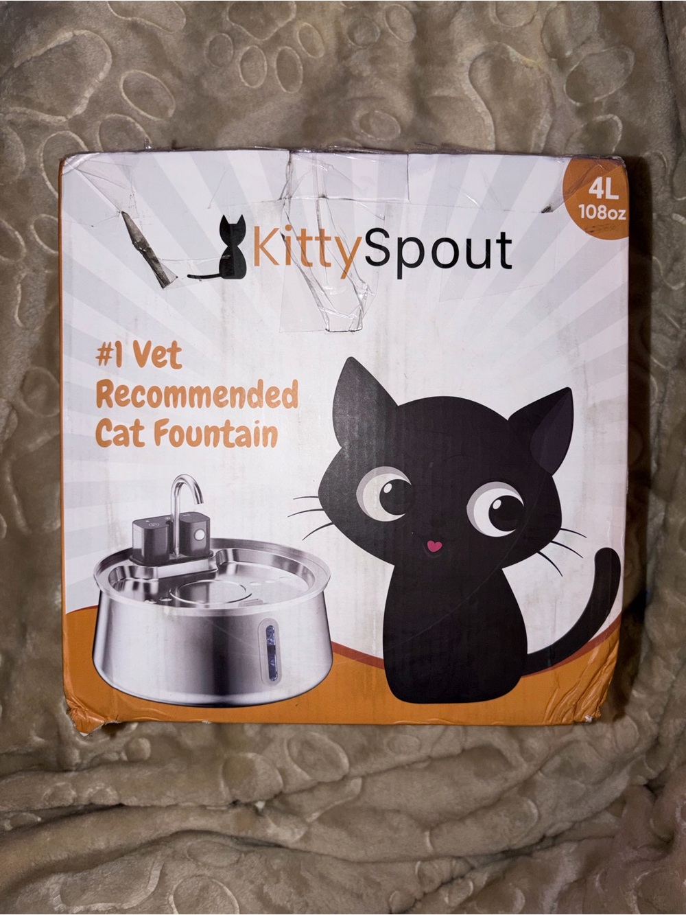 Stainless Steel Cat Fountain - Black & Silver
